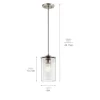 Kichler 43996NI Crosby Brushed Nickel Modern/Contemporary Clear Glass Cylinder Mini Pendant Light