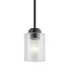 Kichler 44032BK Winslow Black Modern/Contemporary Seeded Glass Cylinder Mini Pendant Light