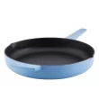 KitchenAid 48532 Enameled Cast Iron Frying Pan/Skillet with Helper Handle and Pour Spouts, 12 Inch, Blue Velvet