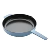 KitchenAid 48532 Enameled Cast Iron Frying Pan/Skillet with Helper Handle and Pour Spouts, 12 Inch, Blue Velvet