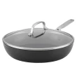 KitchenAid 80123 12.25 in. Hard-Anodized Induction Aluminum Nonstick Frying Pan with Lid Black Matte