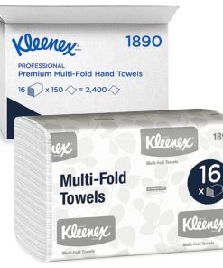 Kleenex Multifold Paper Towels (01890), White, 16 Packs Case, 150 Tri Fold Paper Towels Pack, 2,400 Towels Case