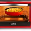 LUBY Convection Toaster Oven with Timer, Toast, Broil Settings, Includes Baking Pan, Rack and Crumb Tray, 6-Slice, Red