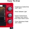 LUBY Convection Toaster Oven with Timer, Toast, Broil Settings, Includes Baking Pan, Rack and Crumb Tray, 6-Slice, Red LUBY Convection Toaster Oven with Timer, Toast, Broil Settings, Includes Baking Pan, Rack and Crumb Tray, 6-Slice, Red
