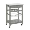 Linon KI093GRY01U Gray Wood Base with Stainless Steel Metal Top Rolling Kitchen Cart (22.88-in x 15.75-in x 33.88-in)