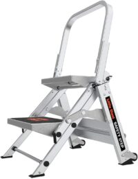 Little Giant Ladders, Safety Step, 2-Step, 2 foot, Step Stool, Aluminum, Type 1A, 300 lbs weight rating, (10210BA), Gray