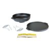 Lodge L14CIA Cast Iron Cook-It-All Kit. Five-Piece Cast Iron Set includes a Reversible Grill/Griddle 14 Inch, 6.8 Quart Bottom/Wok, Two Heavy Duty Handles, and a Tips & Tricks Booklet.