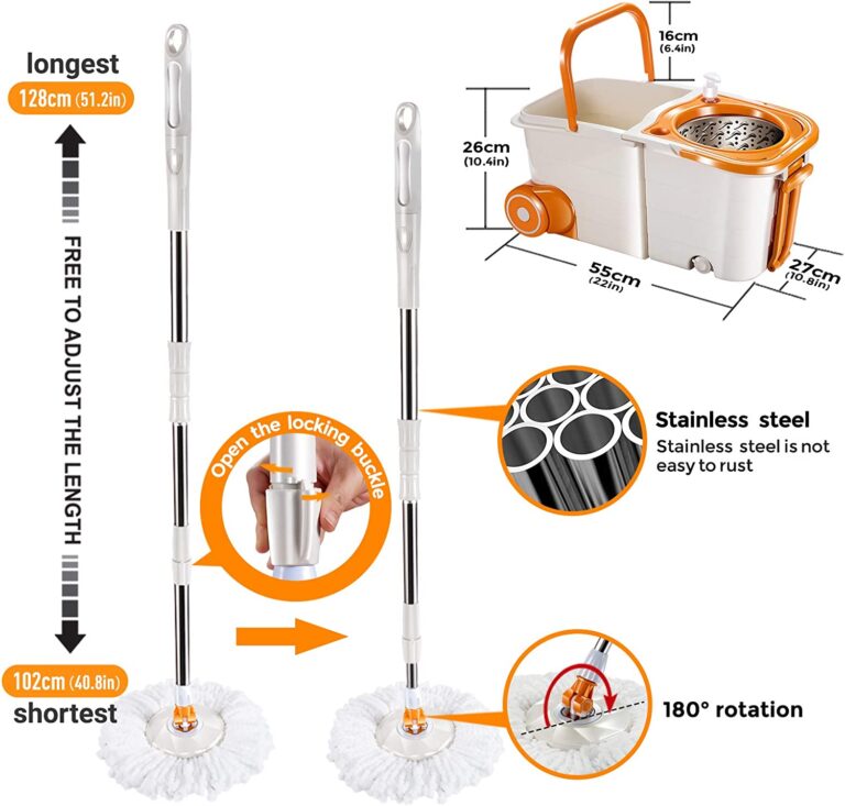 MASTERTOP Spin Mop Bucket System With Wringer Set - Floor Mop Stainless ...