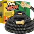 MULTIPLE COLORS - Flexi Hose Lightweight Expandable Garden Hose, No-Kink Flexibility, 3/4 Inch Solid Brass Fittings and Double Latex Core (75ft, Gray & Black)