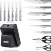 McCook® MC21 Knife Sets,15 Pieces German Stainless Steel Knife Block Sets with Built-in Sharpener