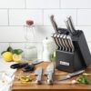 McCook® MC21 Knife Sets,15 Pieces German Stainless Steel Knife Block Sets with Built-in Sharpener