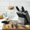 McCook® MC25A Knife Sets,15 Pieces German Stainless Steel Kitchen Knife Block Set with Built-in Sharpener