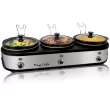 MegaChef 985109458M 7.5 Qt. Stainless Steel Slow Cooker with 3 Crocks and Keep Warm Setting