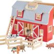 Melissa & Doug Fold and Go Wooden Barn With 7 Animal Play Figures - Farm Animals Barn Toy, Portable Toys, Farm Toys For Kids And Toddlers Ages 3+
