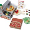 Melissa & Doug Top & Bake Wooden Pizza Counter Play Set (34 Pcs) - Pizza Toy Wooden Play Food Set, Pretend Pizza Sets For Kids Ages 3+