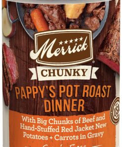 Merrick Chunky and BBQ Grain Free Canned Wet Dog Food Pappy's Pot Roast Dinner (Case of 12)