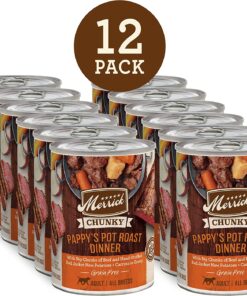 Merrick Chunky and BBQ Grain Free Canned Wet Dog Food Pappy's Pot Roast Dinner (Case of 12)