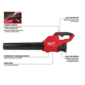 Milwaukee 2724-20 M18 FUEL 120 MPH 450 CFM 18-Volt Lithium-Ion Brushless Cordless Handheld Blower (Tool-Only)