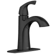 Moen 84505BL Lindor Matte Black 1-handle Single Hole High-arc Bathroom Sink Faucet with Drain with Deck Plate
