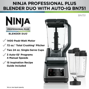 NINJA BN751 72 oz. Professional Plus Countertop Blender DUO with Auto-iQ