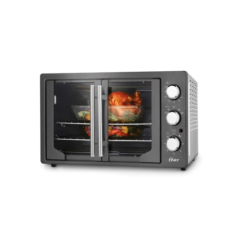 https://discounttoday.net/wp-content/uploads/2022/11/Oster-31160840-Extra-Large-Single-Door-Pull-French-Door-Turbo-Convection-Toaster-Oven-with-2-Removable-Baking-Racks-Metallic-and-Charcoal-4.webp