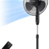 PELONIS 16'' Pedestal Remote Control, Oscillating Stand Up Fan 7-Hour Timer, 3-Speed and Adjustable Height, PFS40A4BBB, Supreme 16