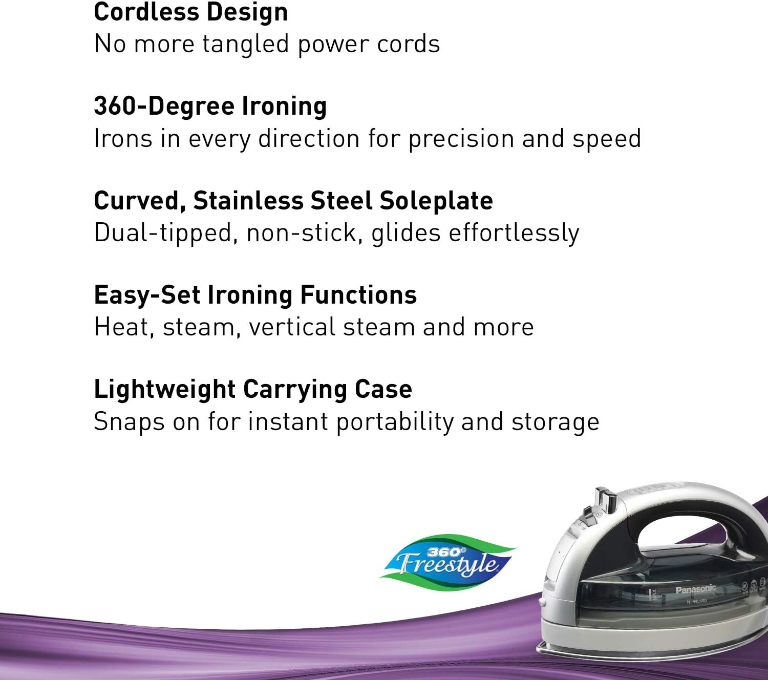 Panasonic 360-Degree Freestyle Cordless Steam/Dry Iron, 1500W