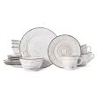 Pfaltzgraff 5217179 Trellis White 16-Piece Dinnerware Set, Service for 4, Distressed White