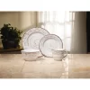 Pfaltzgraff 5217179 Trellis White 16-Piece Dinnerware Set, Service for 4, Distressed White