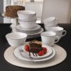 Pfaltzgraff 5217179 Trellis White 16-Piece Dinnerware Set, Service for 4, Distressed White