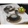 Pfaltzgraff 5237442 Monroe 16-Piece Porcelain Dinnerware Set, Service for 4, Dark Gray