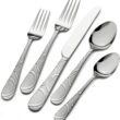 Pfaltzgraff Garland Frost 53-Piece Stainless Steel Flatware Serving Utensil Set and Steak Knives, Service for 8