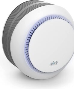 Pure Enrichment® PureZone™ Halo Medium Room Air Purifier, 2 Stage Filtration, Purifies Air of Smoke, Pollen, Dust, and Pet Hair - Easily Fits on Tables, Desks, and Nightstands (White)