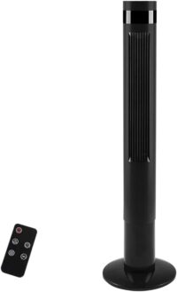 R.W.FLAME Tower Fan, Oscillation fan with Remote Control, Standing fan for office, 3 Wind Modes,Time Settings, Portable Bladeless Floor Fans for Home with Children Pets Elders(43, Black)