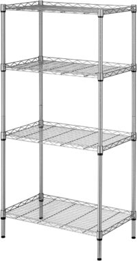 SINGAYE 4 Tier Adjustable Storage Shelf Metal Storage Rack Wire Shelving Unit 530Lbs Capacity 23.6" L x 14" W x 47.2" H for Laundry Bathroom Kitchen Silver