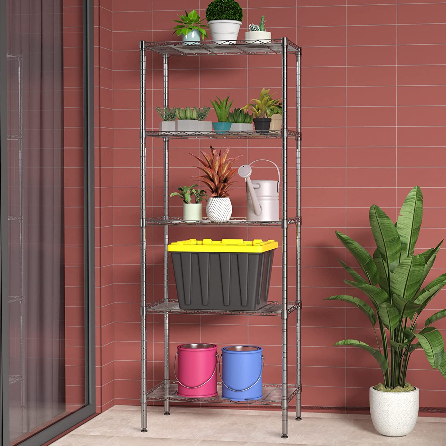 5-Tier Wire Shelves Unit Adjustable Metal Shelf Rack Kitchen Storage  Organizer
