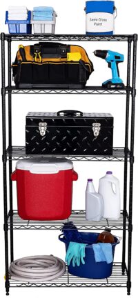 Seville Classics Solid Steel Wire Storage Unit Adjustable Shelves Organizer Rack for Home, Kitchen, Office, Garage, Bedroom, Closet, 5-Tier, 30 W x 14 D (New Model), Black