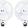 Simple Deluxe Adjustable Tilt, Quiet Operation Household Wall Mount Fans Oscillating, 2 Pack, White
