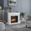 StyleWell 1418FM-23-251 Northglenn 36 in. Freestanding Faux Marble Surround Electric Fireplace in White Oak