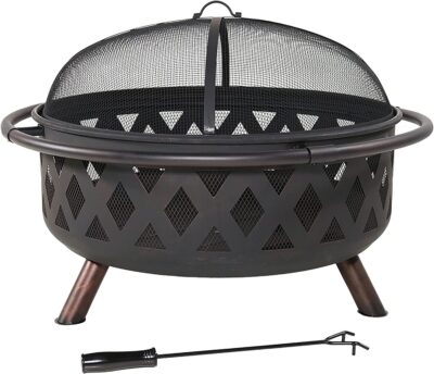 Sunnydaze Black Crossweave Large Outdoor Fire Pit - 36-inch Heavy-duty 