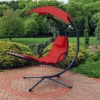 Sunnydaze Decor Black Metal Frame Stationary Chaise Lounge Chair(s) with Orange Cushioned Seat (FLC-BURNT ORANGE)