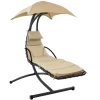 Sunnydaze Decor CHL-BEIGE Black Metal Frame Hanging Chaise Lounge Chair(s) with Tan Sling Seat