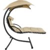 Sunnydaze Decor CHL-BEIGE Black Metal Frame Hanging Chaise Lounge Chair(s) with Tan Sling Seat Sunnydaze Decor CHL-BEIGE Black Metal Frame Hanging Chaise Lounge Chair(s) with Tan Sling Seat