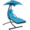 Sunnydaze Decor CHL-TEAL Black Metal Frame Hanging Chaise Lounge Chair(s) with Blue Sling Seat