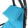 Sunnydaze Decor CHL-TEAL Black Metal Frame Hanging Chaise Lounge Chair(s) with Blue Sling Seat