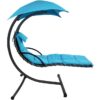 Sunnydaze Decor CHL-TEAL Black Metal Frame Hanging Chaise Lounge Chair(s) with Blue Sling Seat