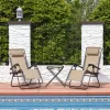Sunnydaze Decor DL-016 2 Black Metal Frame Stationary Zero Gravity Chair(s) with Tan Sling Seat