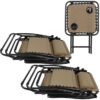 Sunnydaze Decor DL-016 2 Black Metal Frame Stationary Zero Gravity Chair(s) with Tan Sling Seat