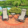 Sunnydaze Decor DL-016 2 Black Metal Frame Stationary Zero Gravity Chair(s) with Tan Sling Seat