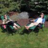 Sunnydaze Decor DL-748 2 Black Metal Frame Stationary Zero Gravity Chair(s) with Green Sling Seat